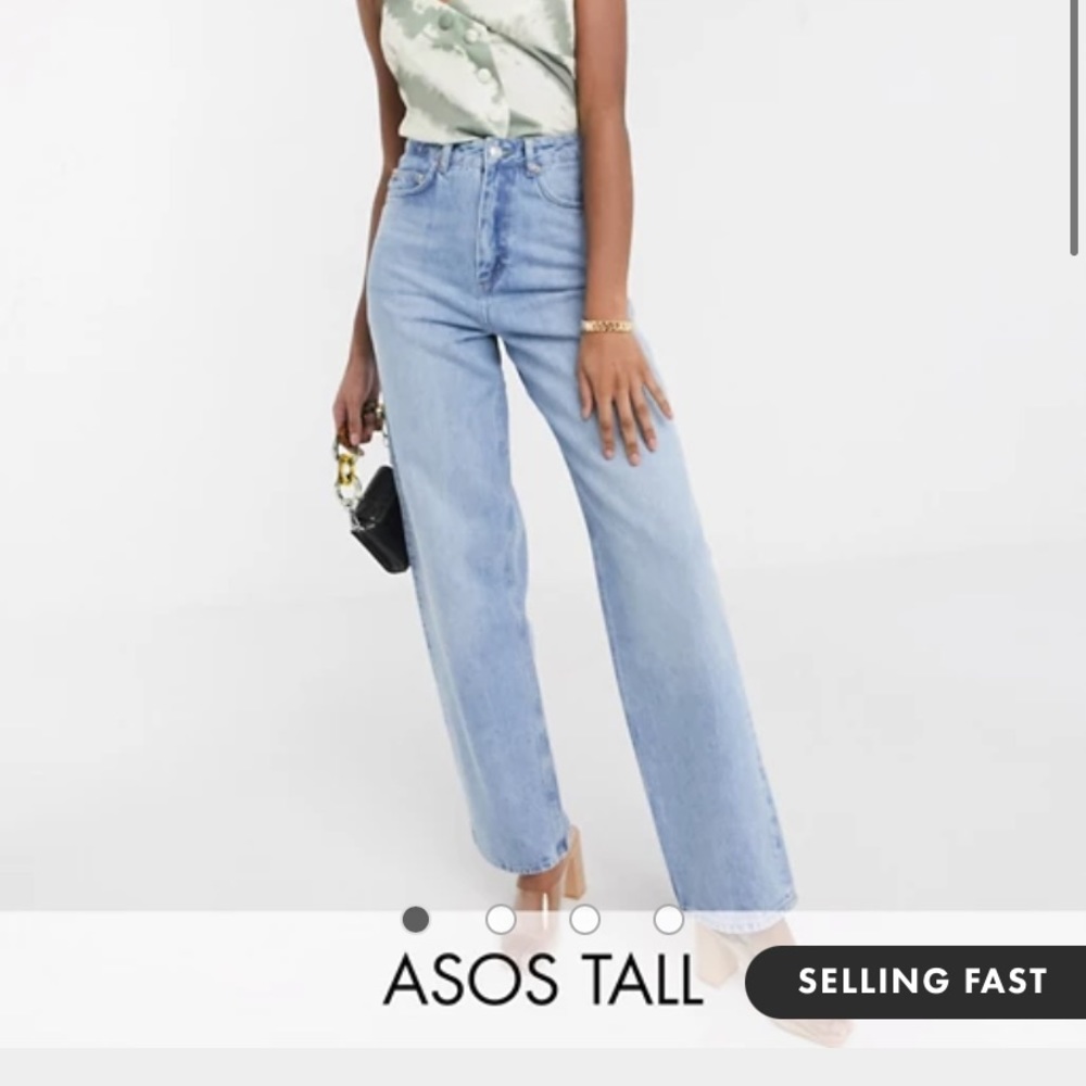 ASOS Tall high rise relaxed dad jeans mid wash